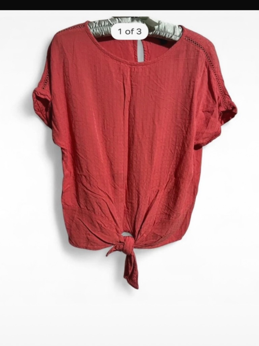 Buffalo David Bitton coral Tie-Front Short‎ Sleeve Blouse